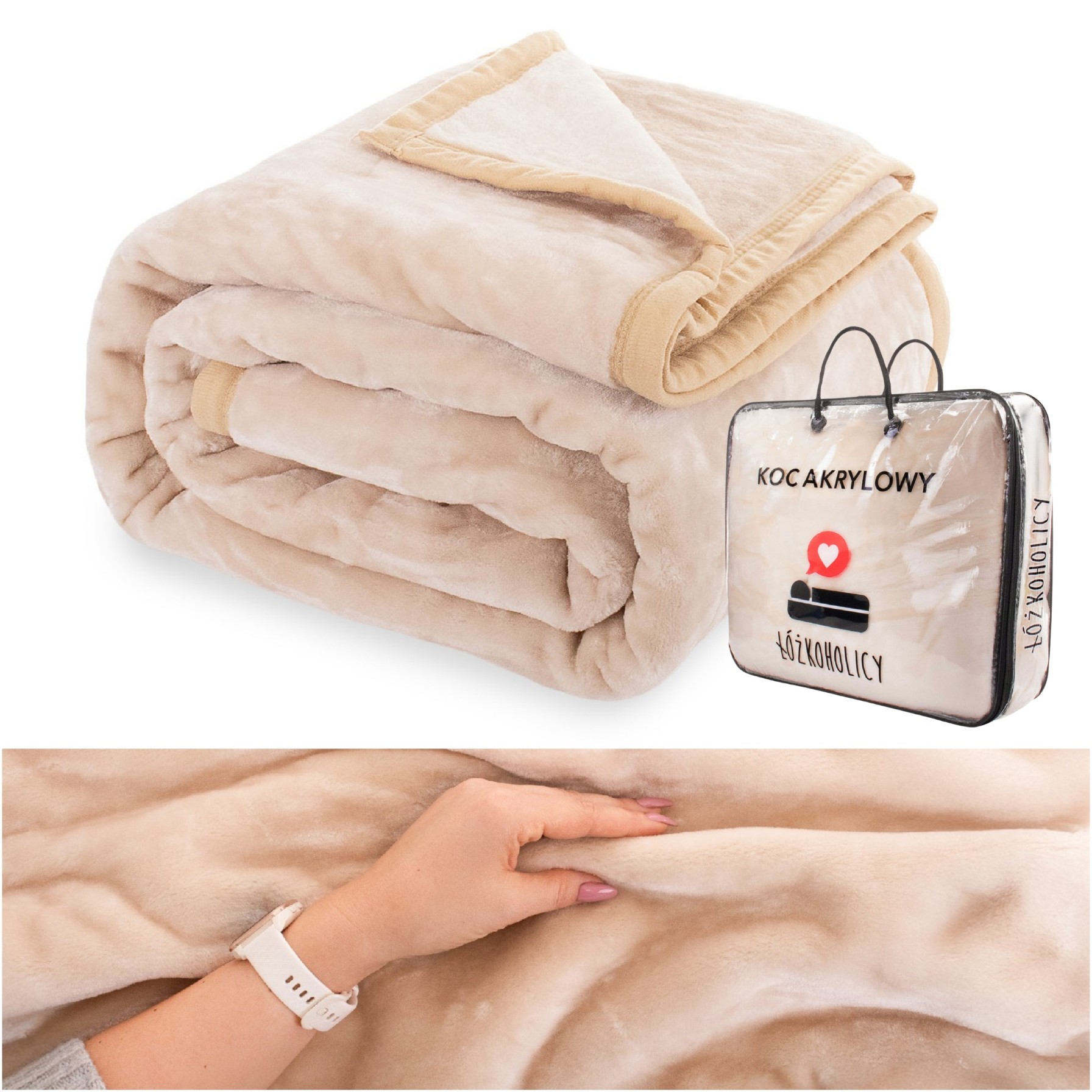 Deka Tlustá 160x200 Akrylová hladká teplá Přikrývka na postel Yasemin krémová