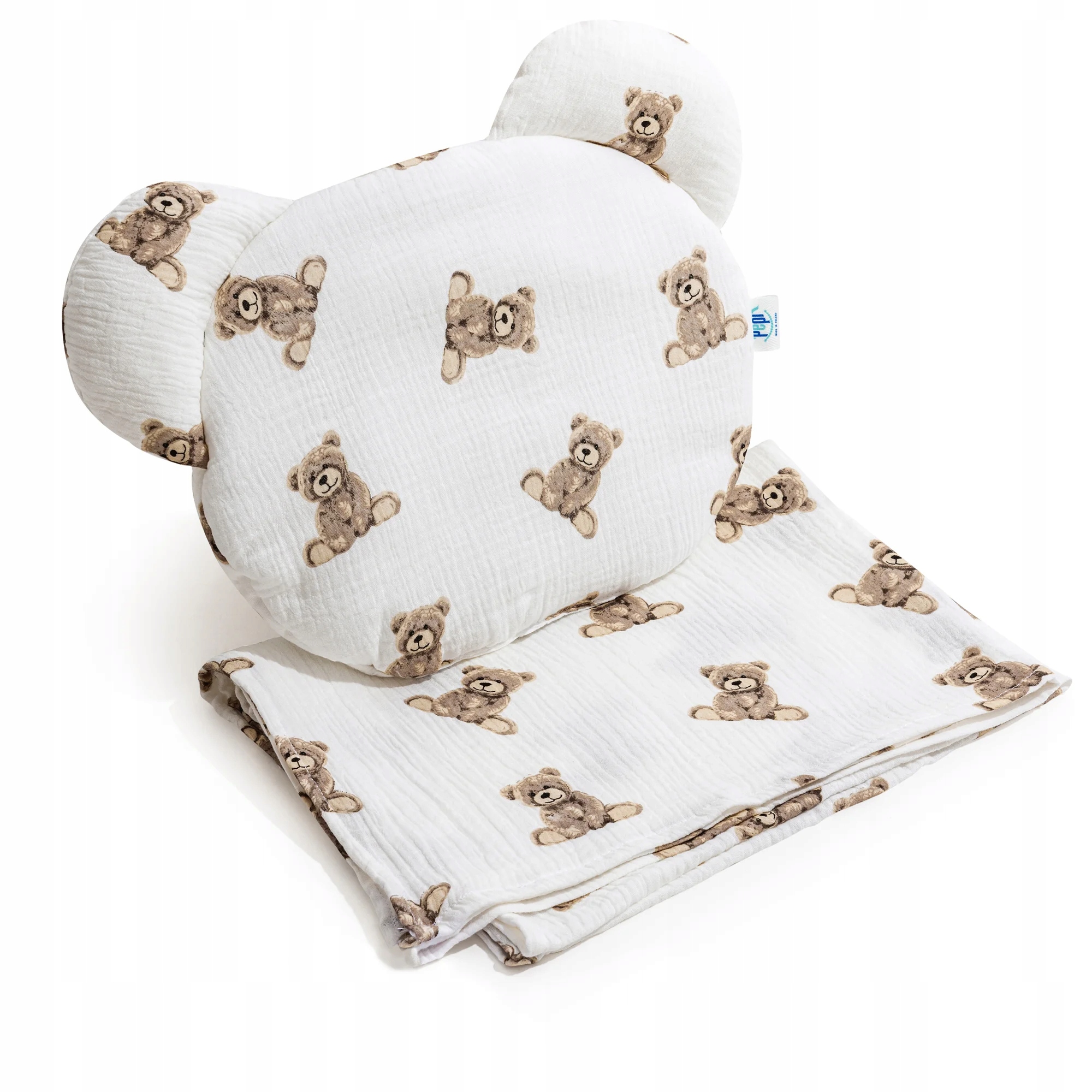 KOCYK MUŚLINOWY i poduszka MIŚ PREMIUM Sweet Teddy