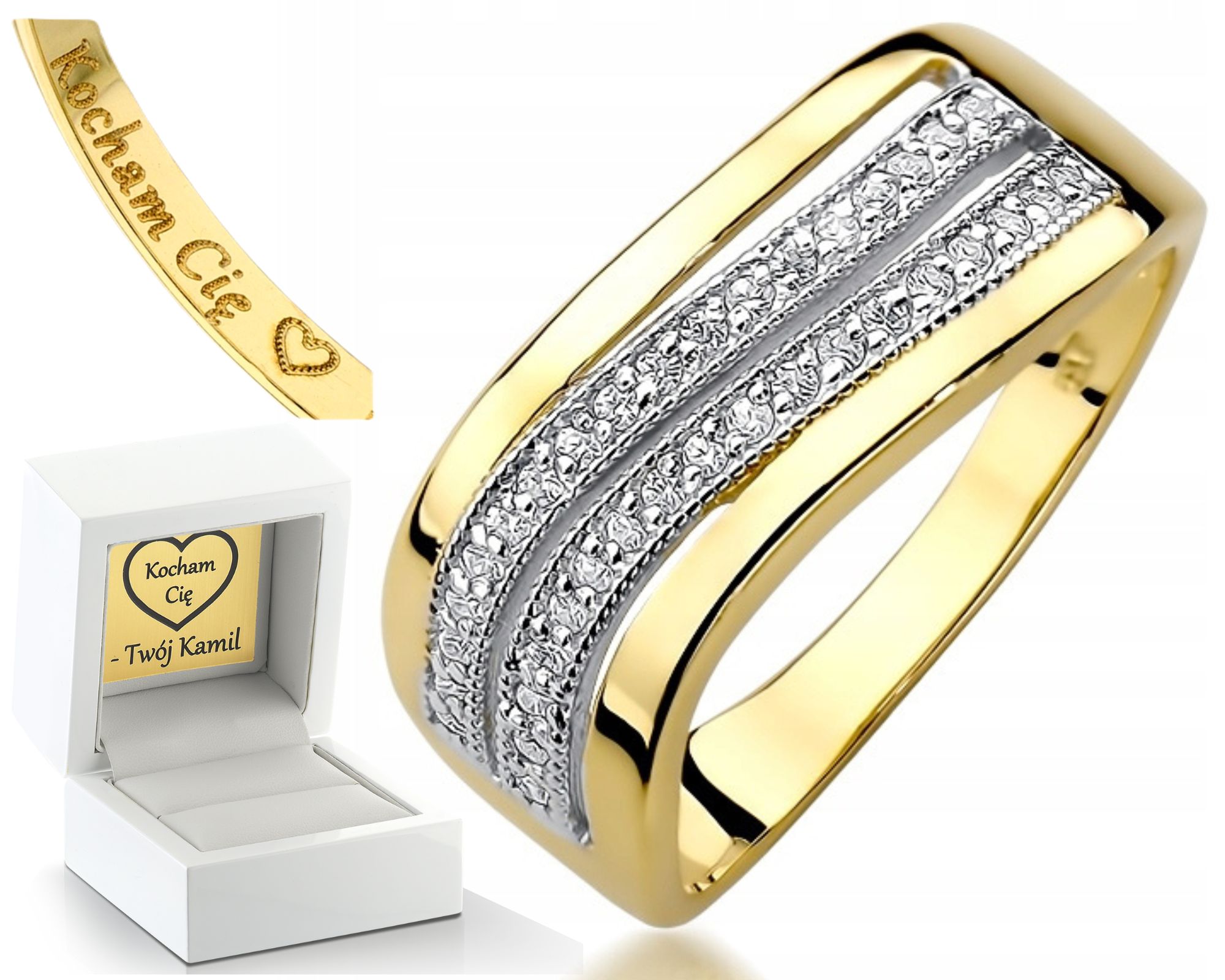 Prstýnek Prsten S Briliantem Gravírování Bonus 585 Zásnubní Dárek