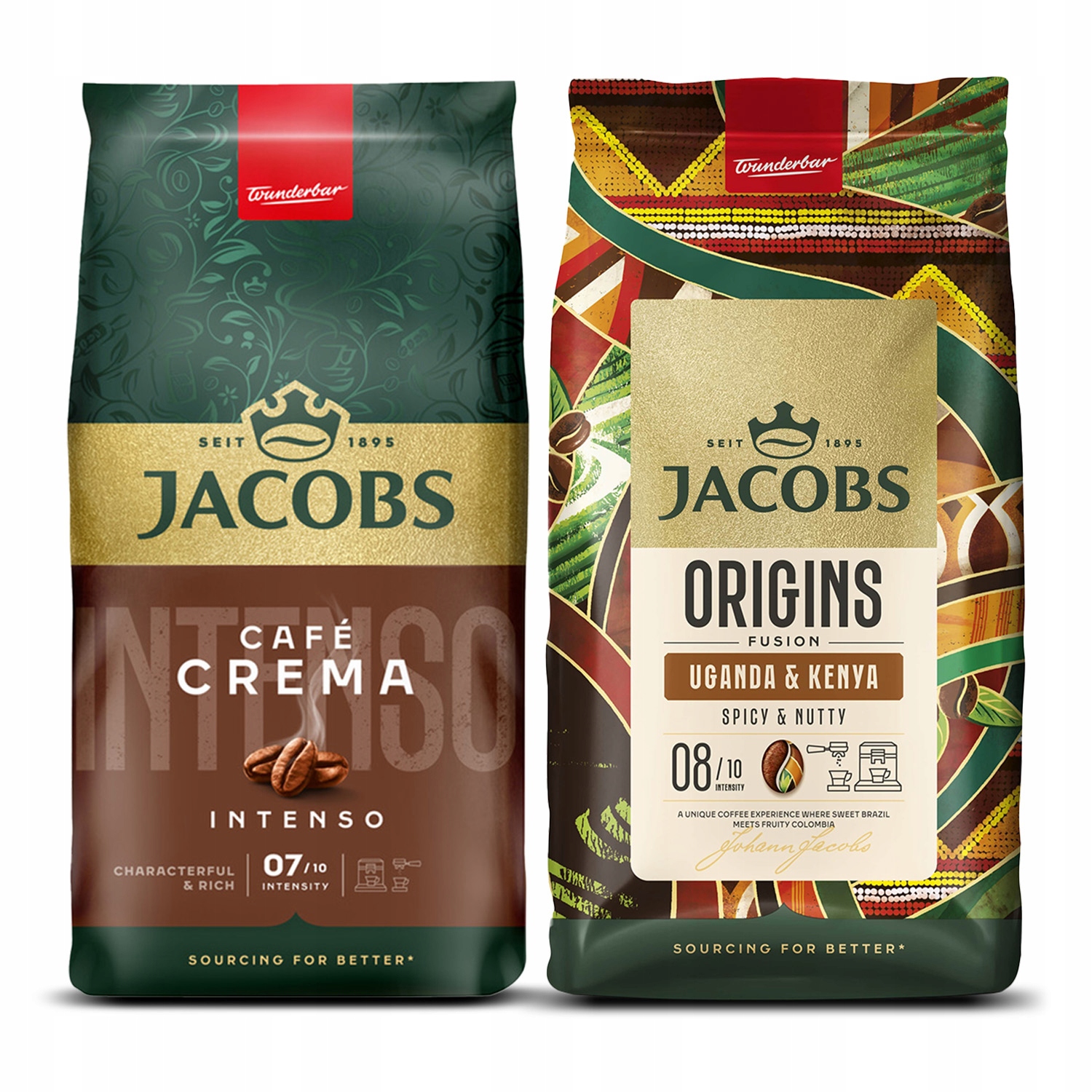Kawa ziarnista Jacobs Crema Intenso Origins Fusion Uganda&Kenia 2x 1kg