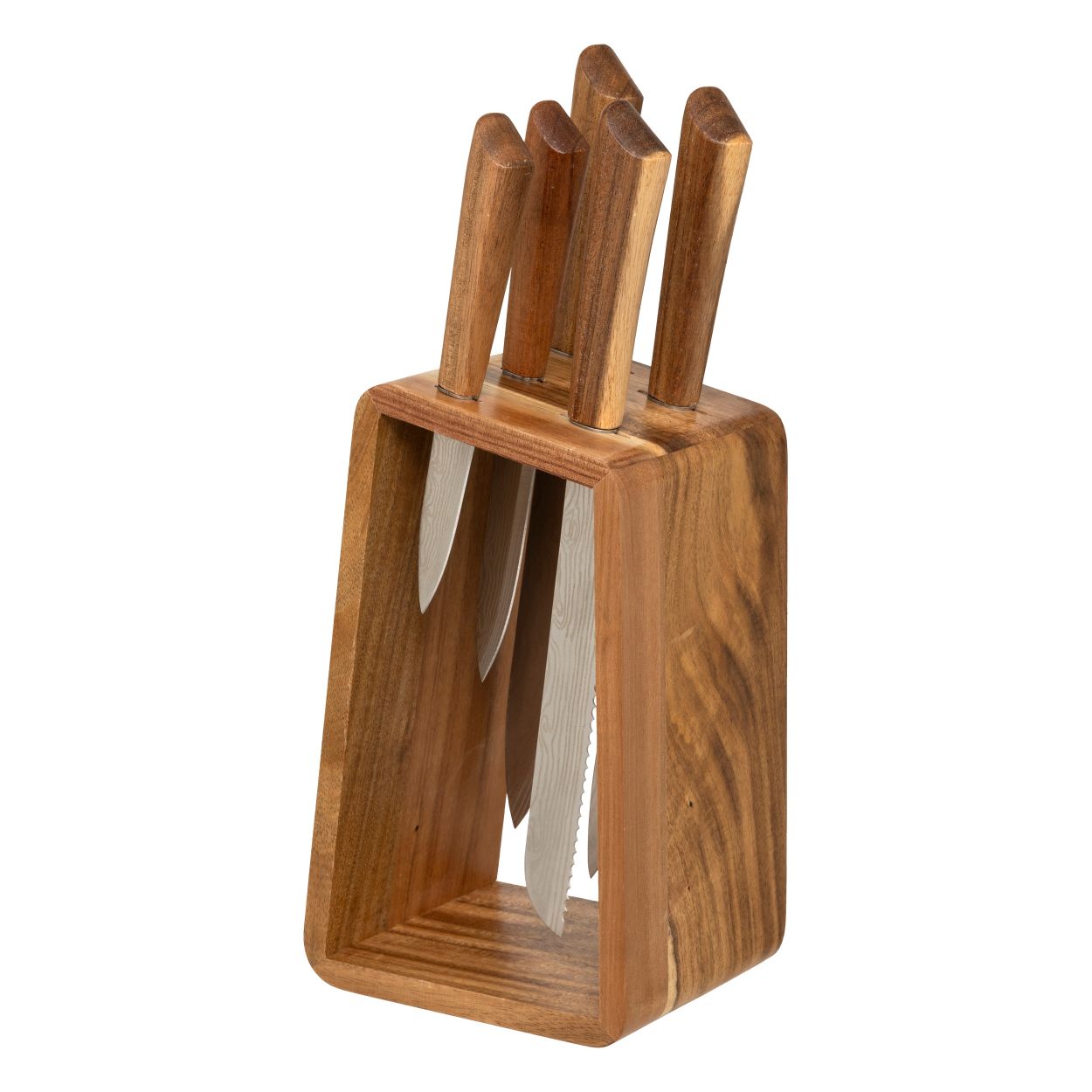 Sada nožov so stojanom 5ks Dove z akáciového dreva v pevnom bloku