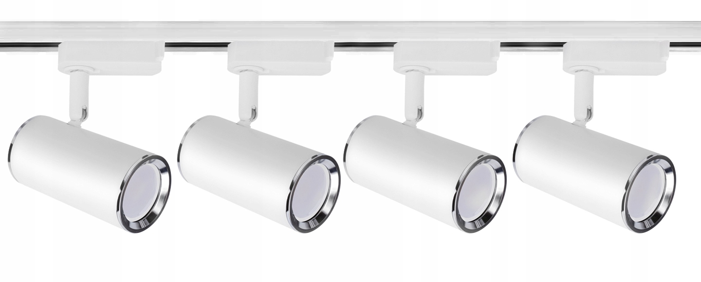 

4 lampy jednofazowe gu10 szyny 2m srebrne detale