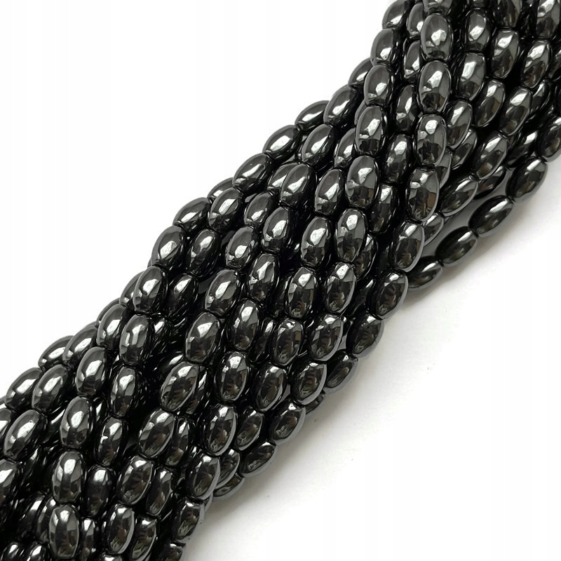 1739 Hematyt oliwka 8x5mm sznurek czarny