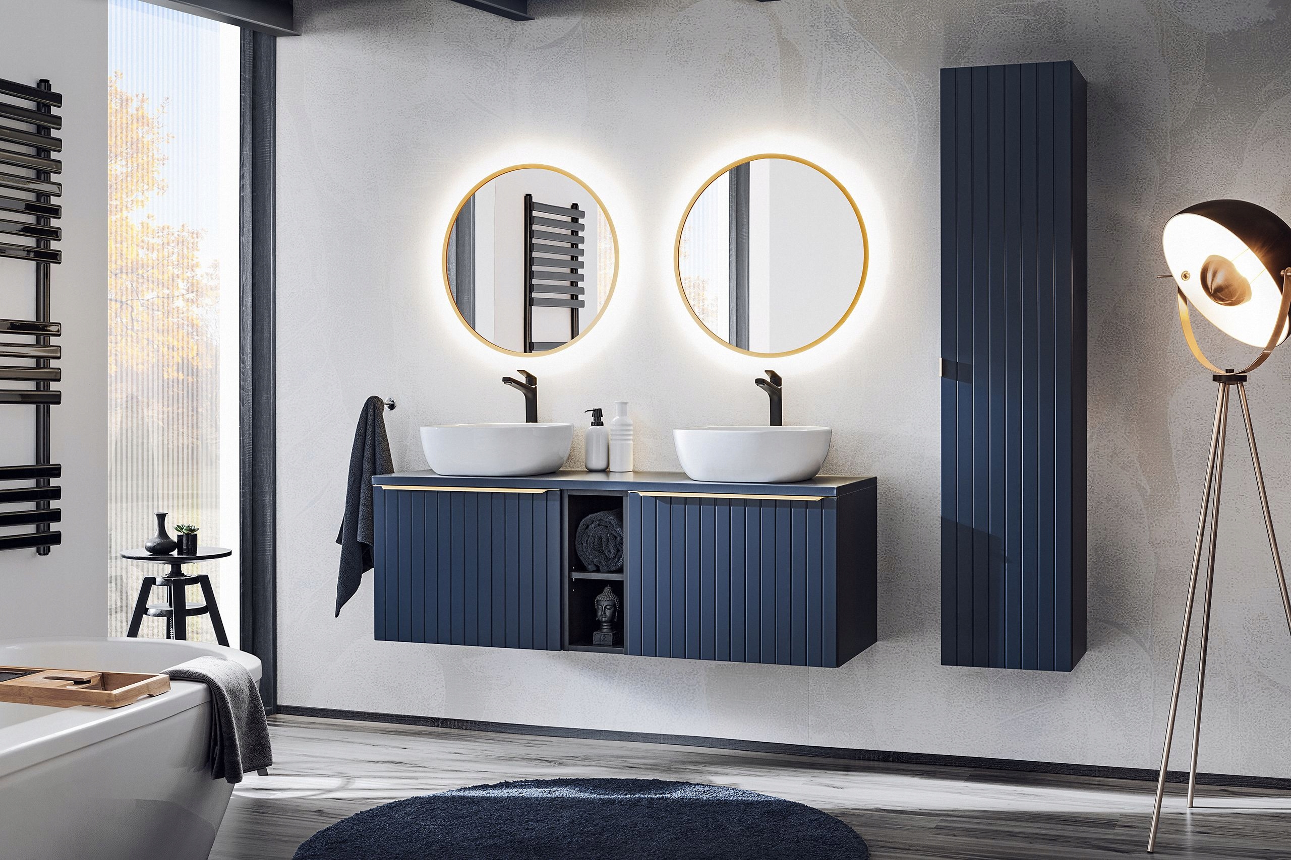 ZESTAW MEBLI ŁAZIENKOWYCH SANTA FE DEEP BLUE 180CM