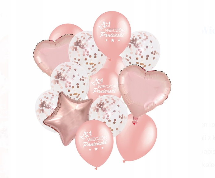 BALONY NA WIECZÓR PANIEŃSKI 14 szt RÓŻOWE ZŁOTO