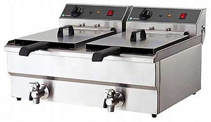 Dvojitá fritéza s kohoutkem 8 kW 2x10 l Elektrická fritéza HKN-FT1010N
