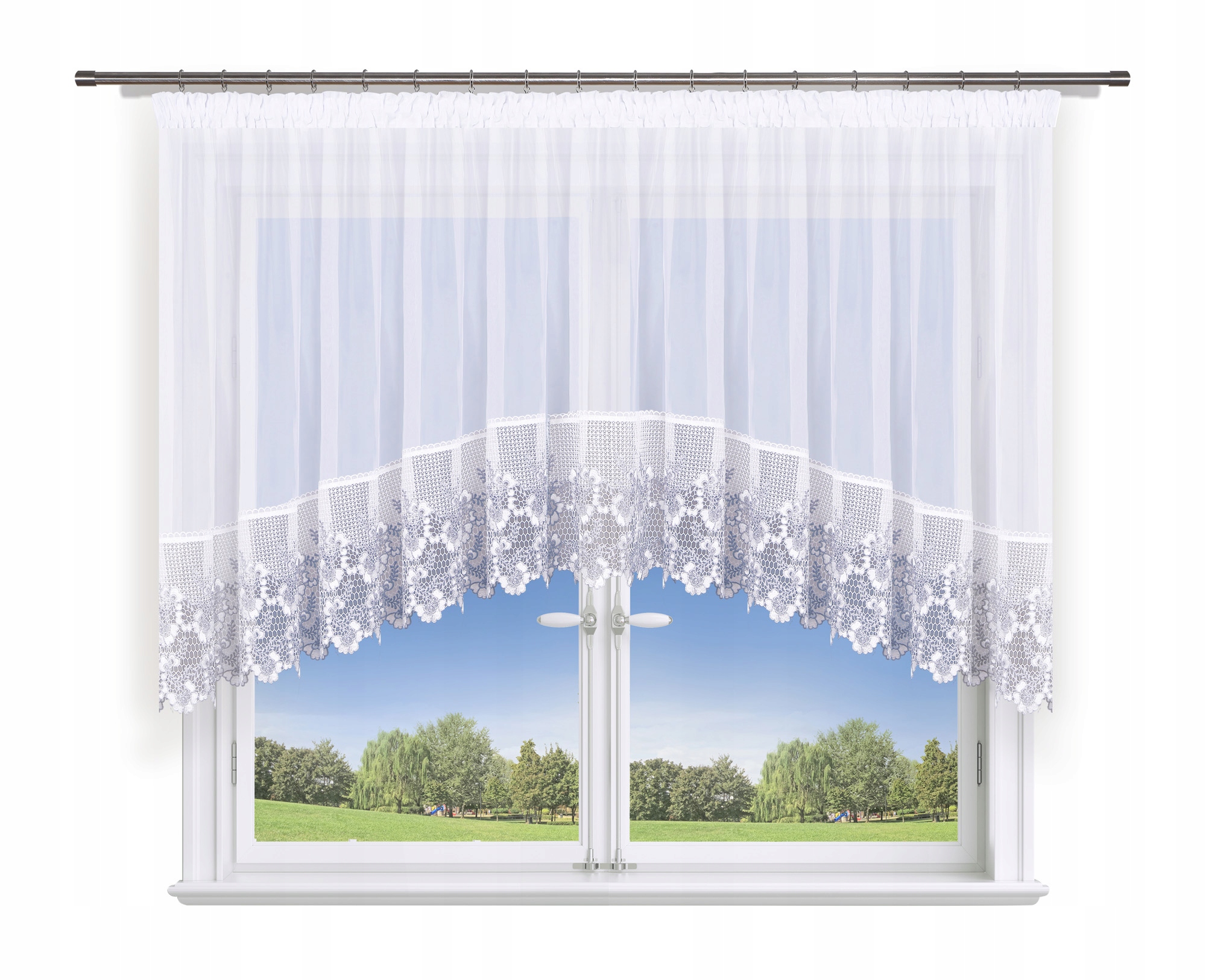 Záclona 300x150 oblouk, voál g. ecru-šedá 30 cm