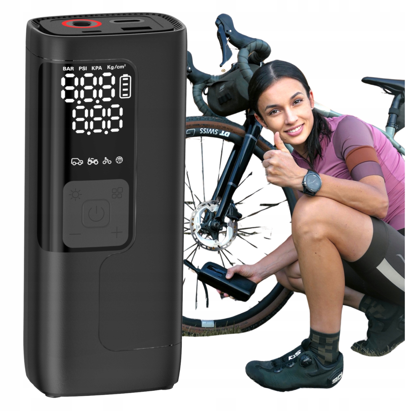 Kompresor do auta Elektrická bezdrôtová pumpa na bicykel 5200