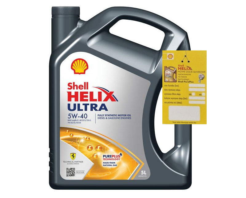 Olej silnikowy Shell Helix Ultra 5W40 A3/B4 5L Zawieszka Serwisowa
