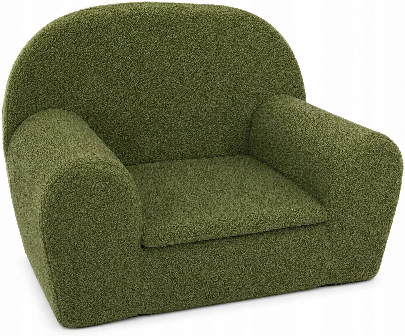 Fotelik piankowy dla dzieci sofa pufa miękki dziecięcy fotel oliwkowy plusz