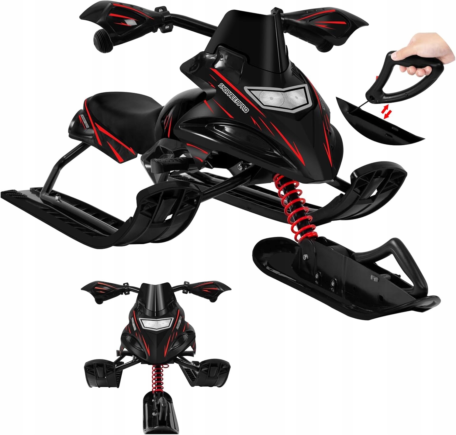 Nartosanki Dla Dzieci Sanki Kierownica Metalowa Rama Hamulec 90 Kg