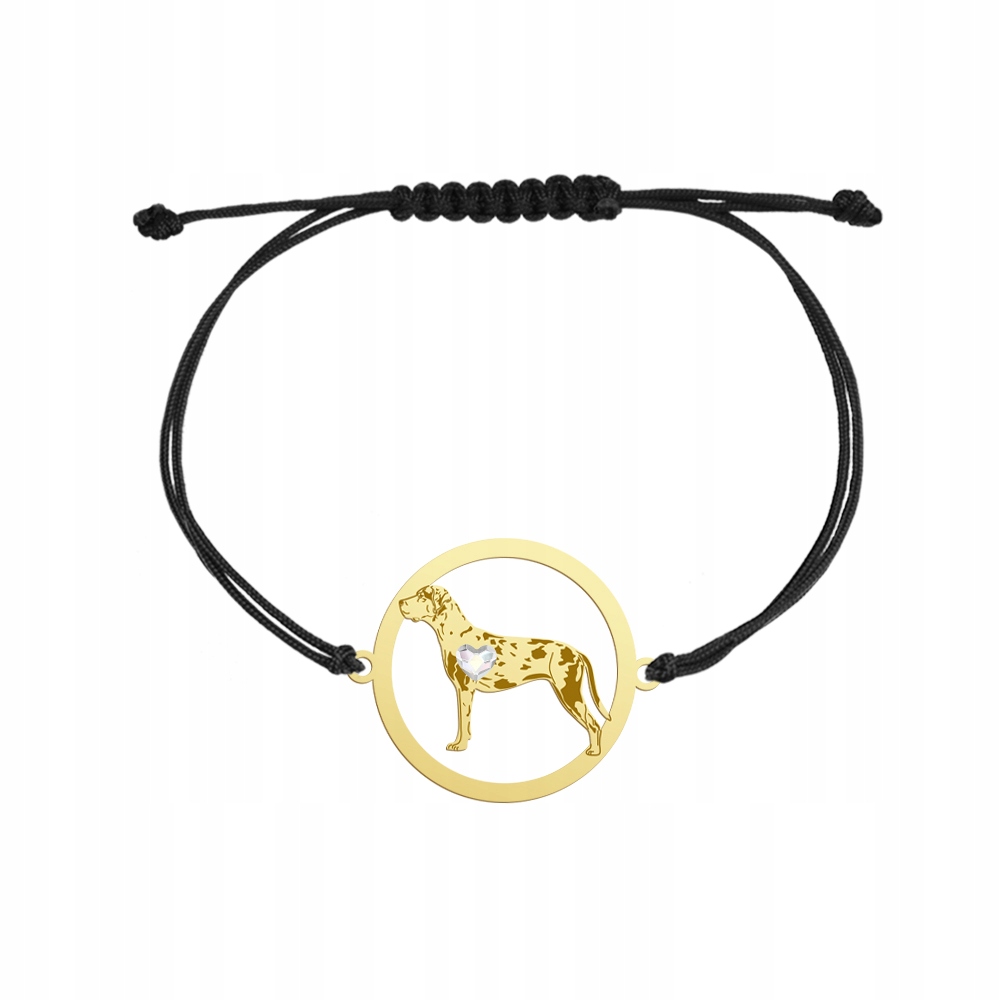 Zlatý náramek s psem Louisianem Catahoulem 925, šňůrka, šperky Gravírování