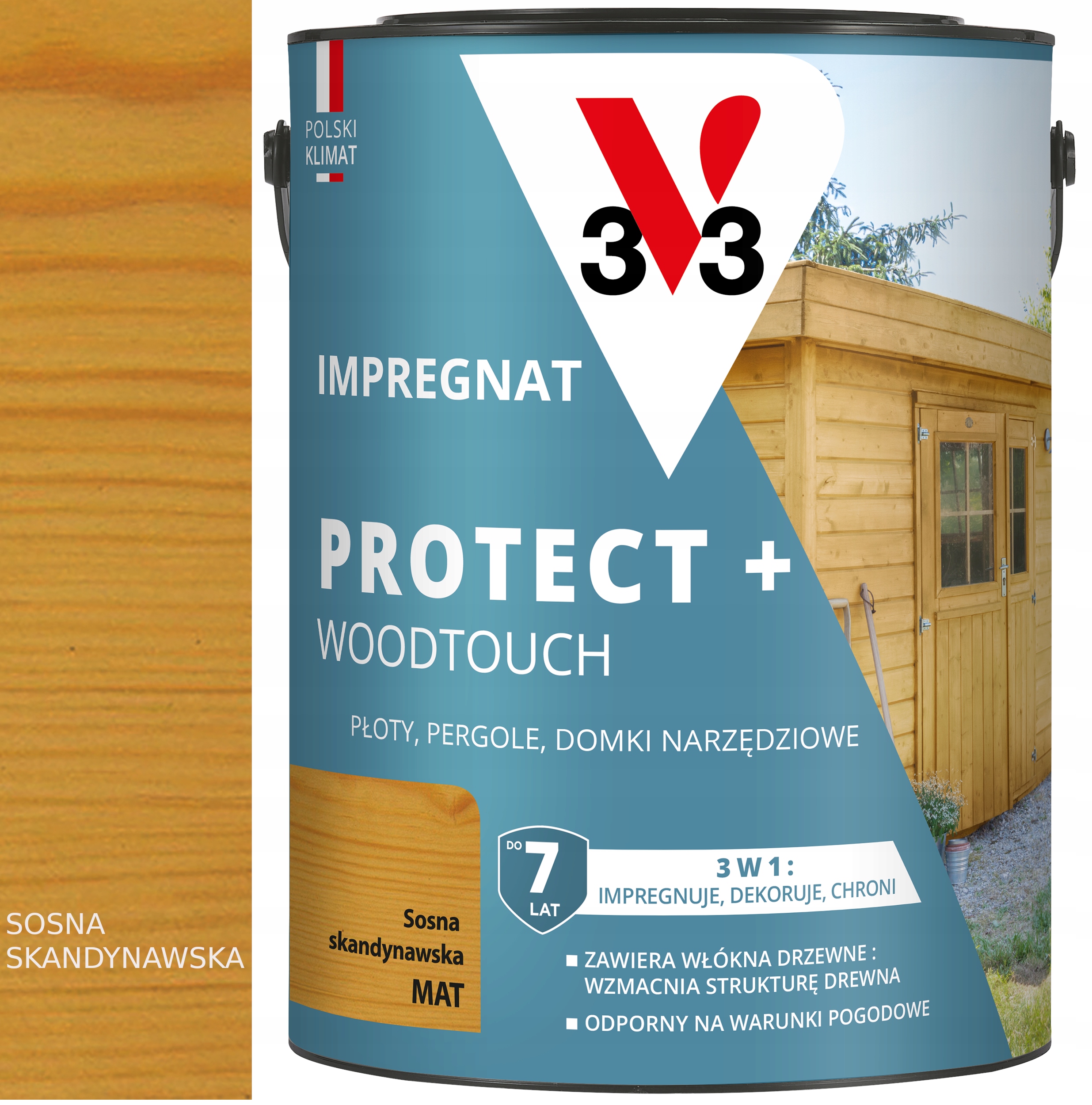 V33 Impregnat Protect+ innowacyjna formuła sosna skandynawska 4,5l