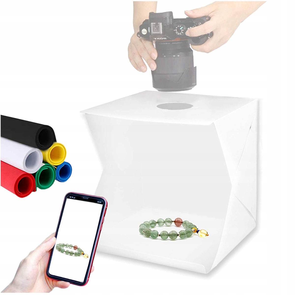 

Namiot bezcieniowy do fotografii z lampą Led tła