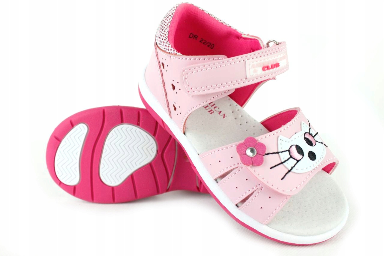 

American DR29 Skóra Eko Sandały Róż Rzepy R. 29