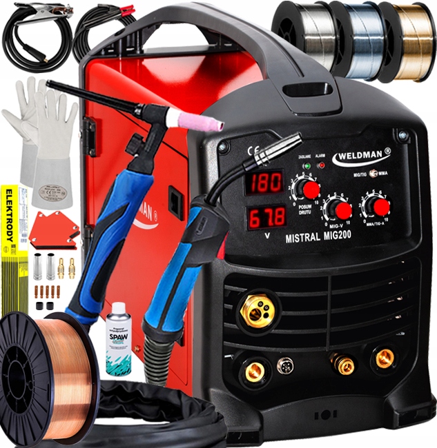 Poloautomatický Svařovací Stroj Mig Mma 200 Flux Tig Euro