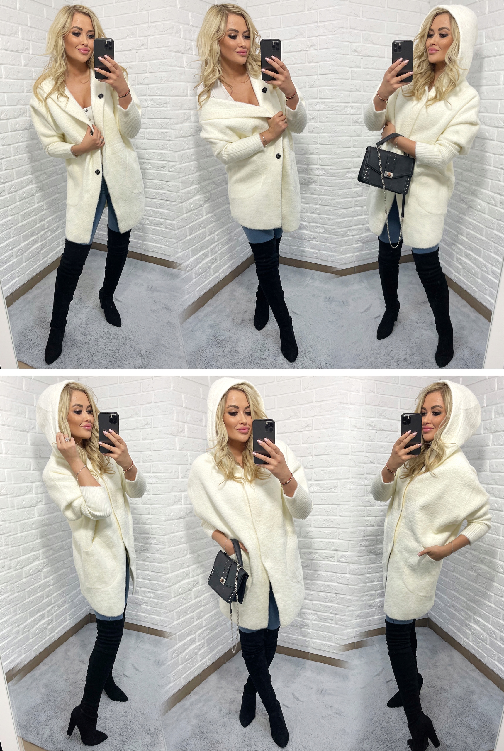 ALPAKI SWETER PŁASZCZ WEŁNA KOLORY oversize DŁUGI Rękaw długi rękaw