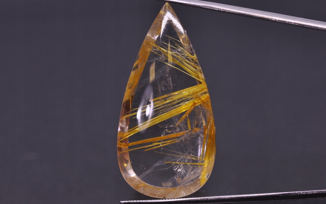 Křemen s rutilem mělký slzný 33,5x17 mm