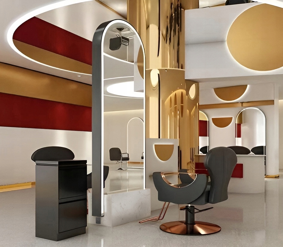 Konzola kadeřnická konzola barberská zrcadlo 200x80 Led Pro oboustranná