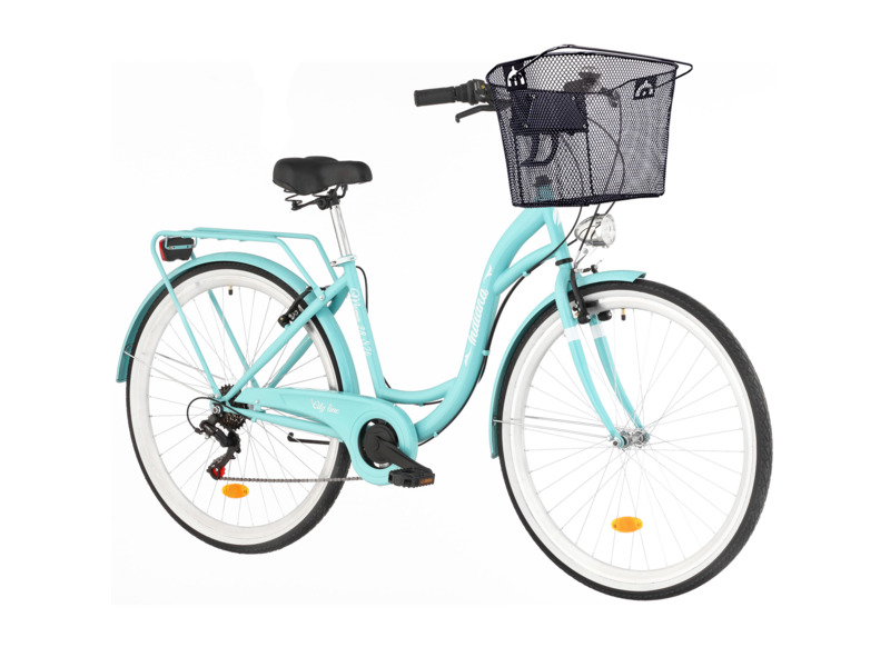 Rower miejski Indiana Moena S7B 28 cali damski Lazurowy Koszyk na rower