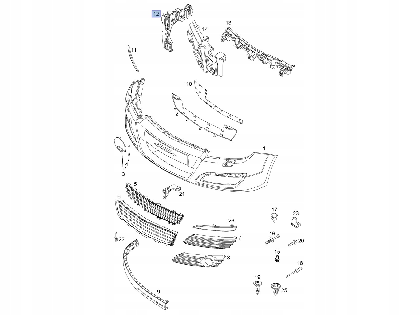 ŚLIZGI zderzaka przód kpl. ASTRA H III nity wkręt Typ samochodu Samochody osobowe