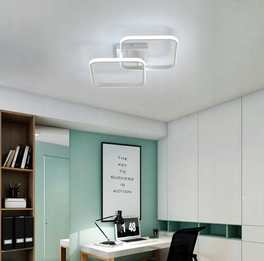 LAMPA SUFITOWA LED PLAFON RING LAMPA WISZACA BIAŁY 6500K KWADRAT NOWOCZESNA Długość/wysokość 70 cm