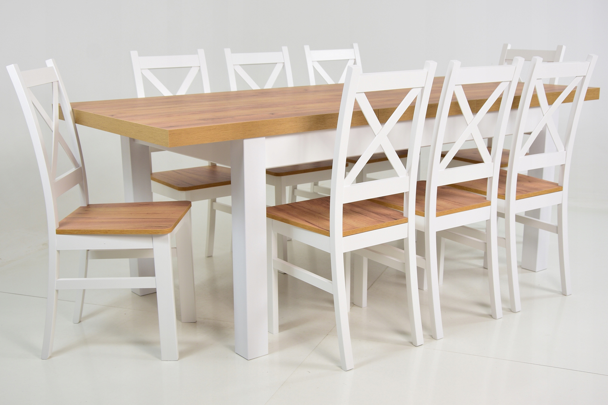 8 x krzesło krzyżak i stół 90x160/210 cm CRAFT Marka Ada-meble