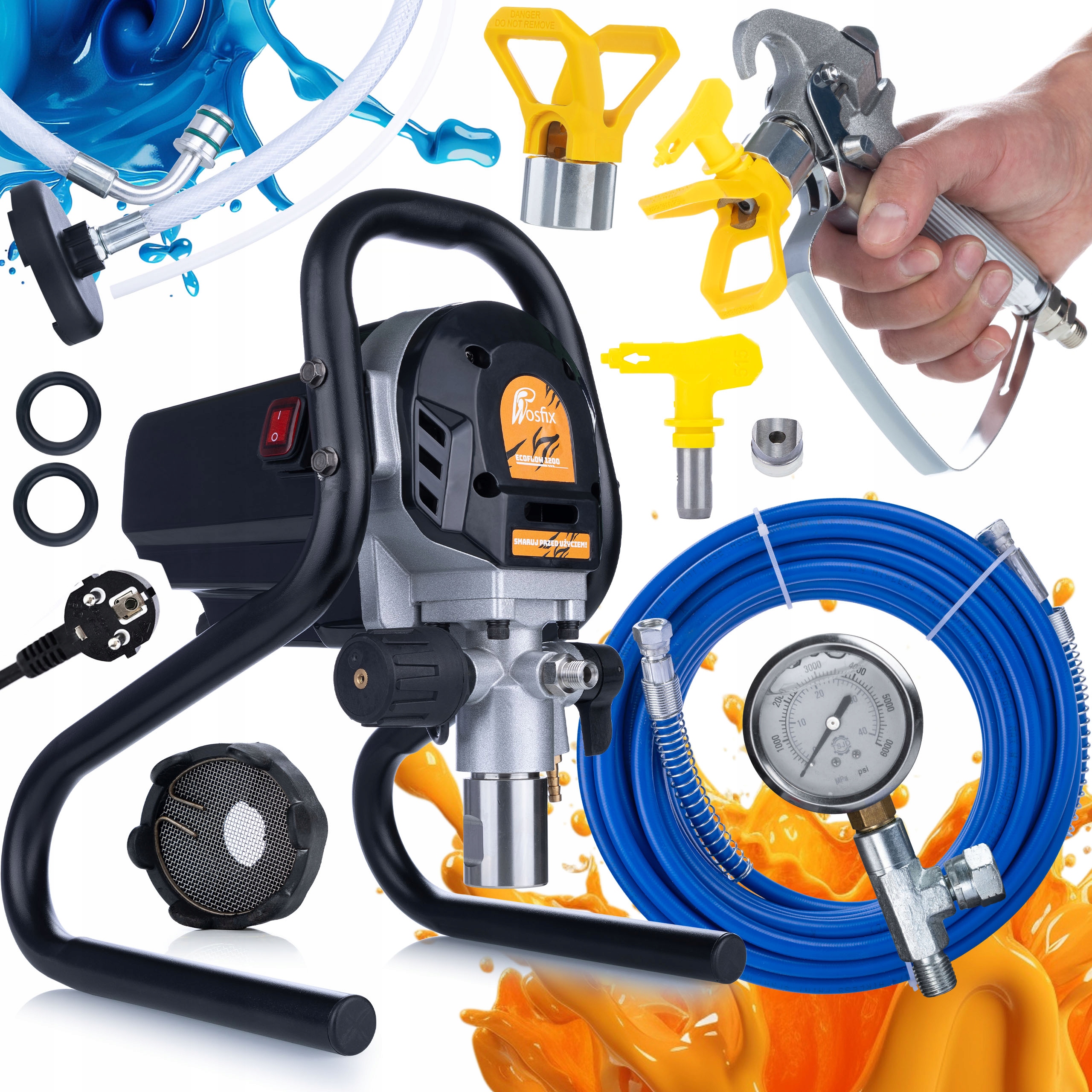 Malířský Agregát Hydrodynamická Pistole 1200W Latexové Akrylové Barvy Hq