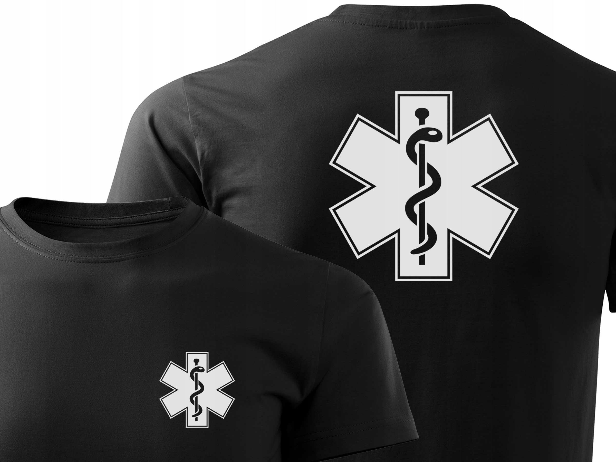 

Odblaskowy T-shirt Gwiazda Życia Eskulap Czarna