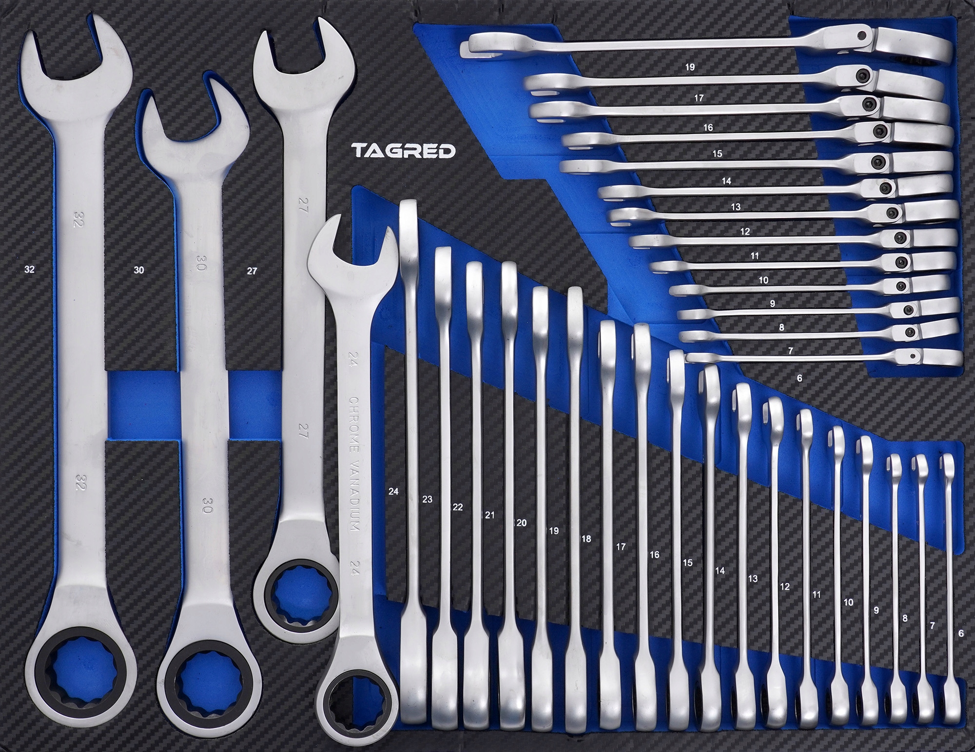 WKŁAD DO WÓZKA NARZĘDZIOWEGO KLUCZE PŁASKO OCZKOWE Z GRZECHOTKĄ 35-EL