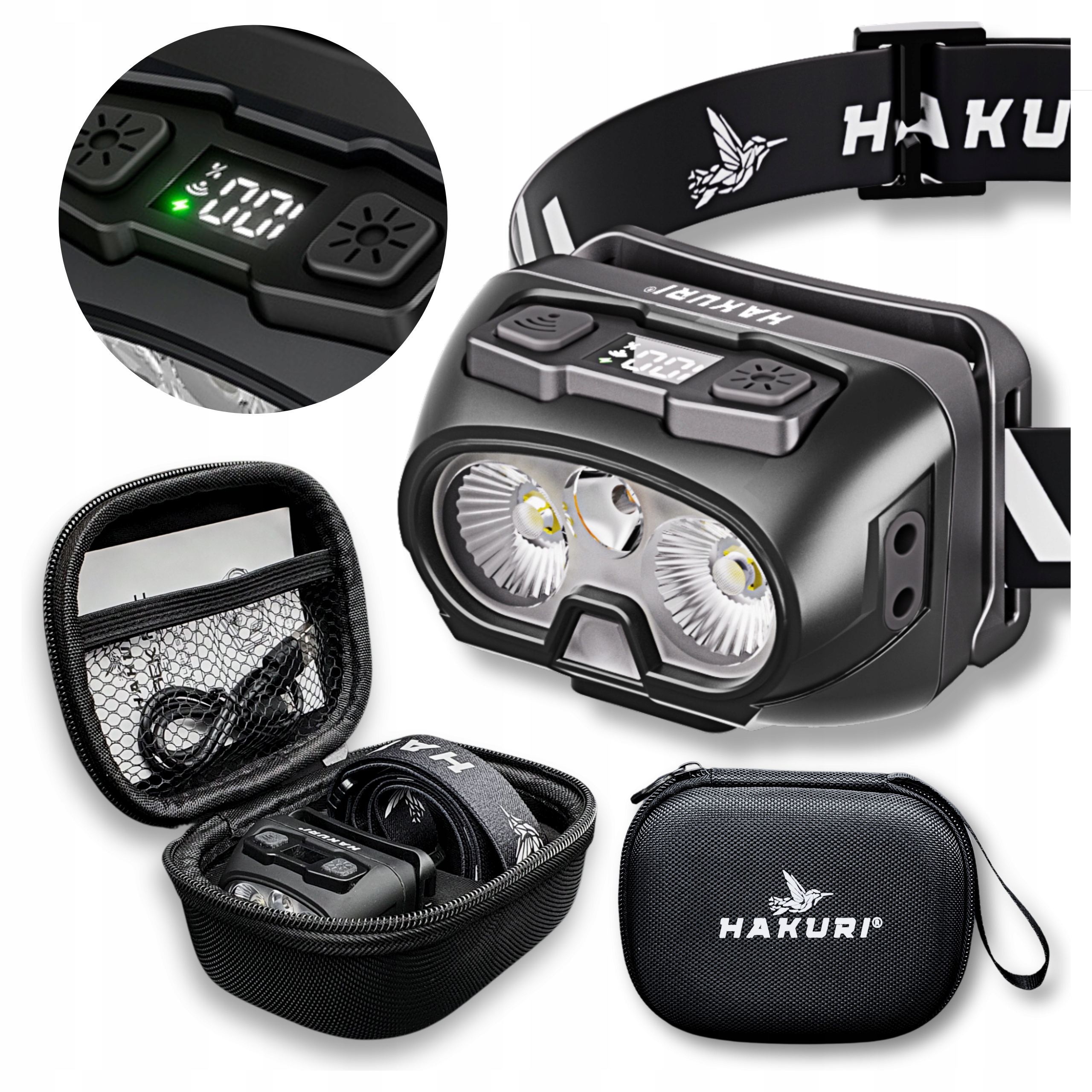 Czołówka Latarka Czołowa Led Z Czujnikiem Ruchu Wodoodporna Mocna Etui