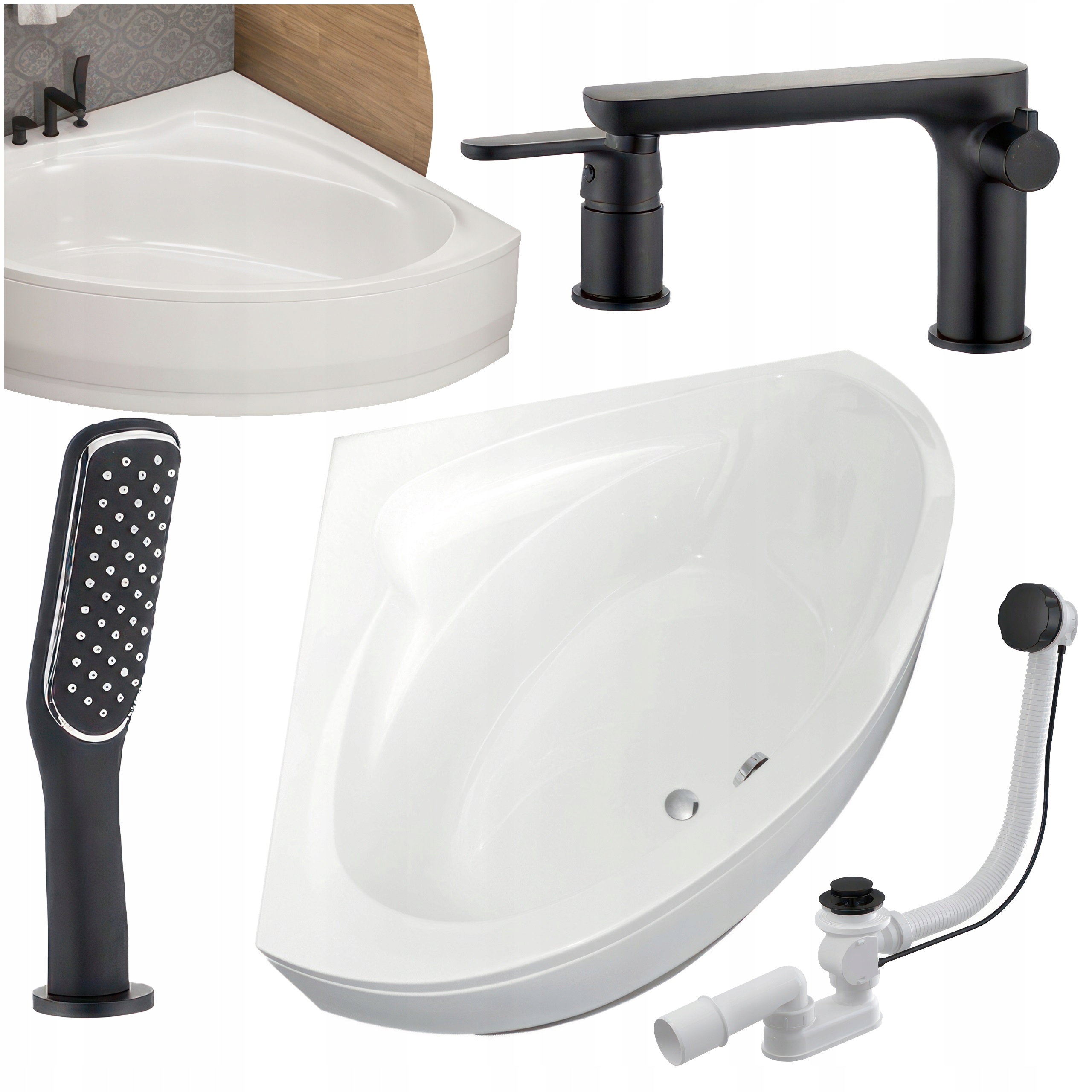 Rohová vana Laura 150x150 s baterií a krytem