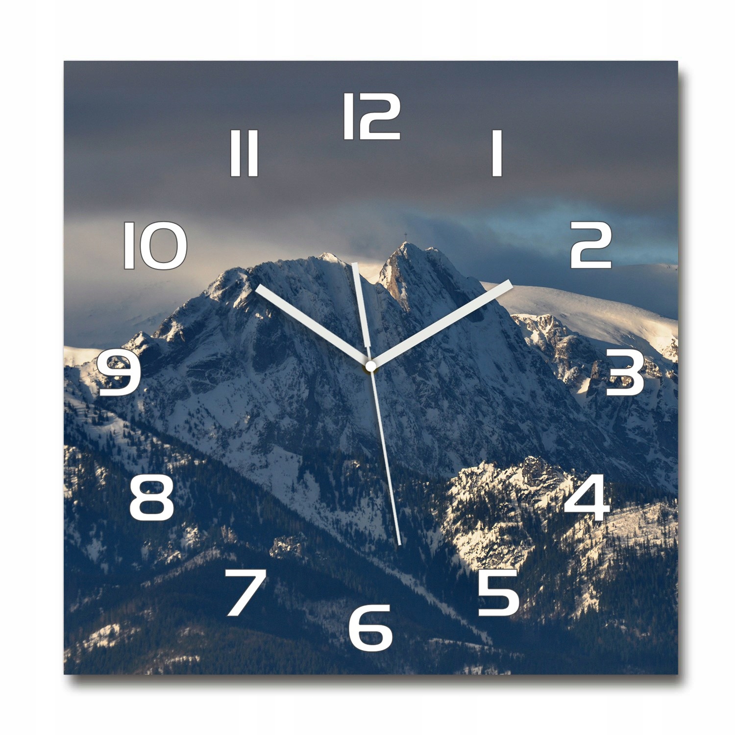 

Duży zegar ze szkła hartowanego Giewont zimą 60x60