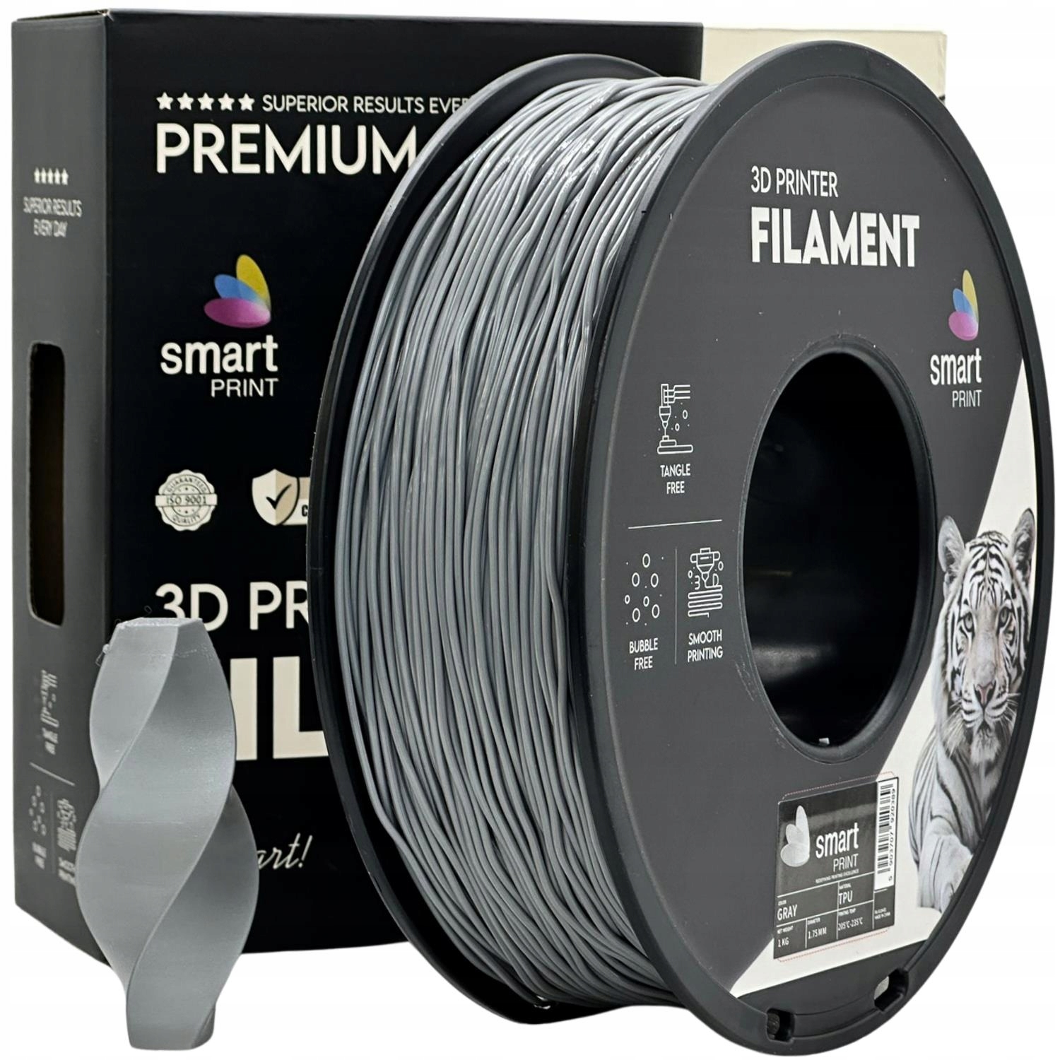 2 x Filament Smart Print Tpu Gray Szary Elastyczny Guma 95A 1.75mm 1kg