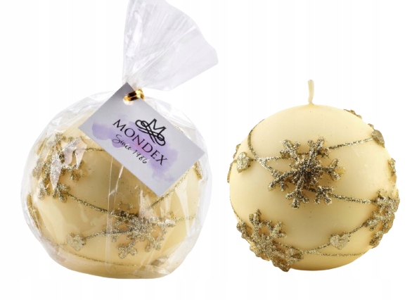 

Świeca Snowflakes kula 8cm kremowa Mondex