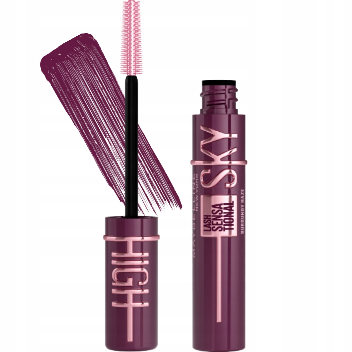 Maybelline Sky High Burgundy Haze Řasenka prodlužující vínová