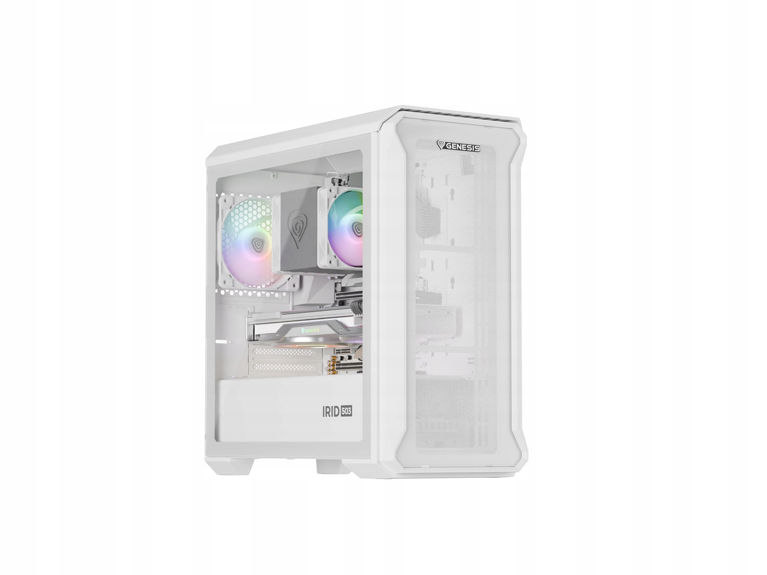 Počítačová skriňa Genesis Irid 503 Argb LITE/Mini Tower/Transpar./Biela