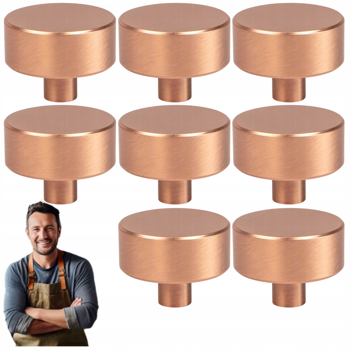 Nábytkový držiak Gombík Rea 33 mm Kartáčovaná meď 8ks