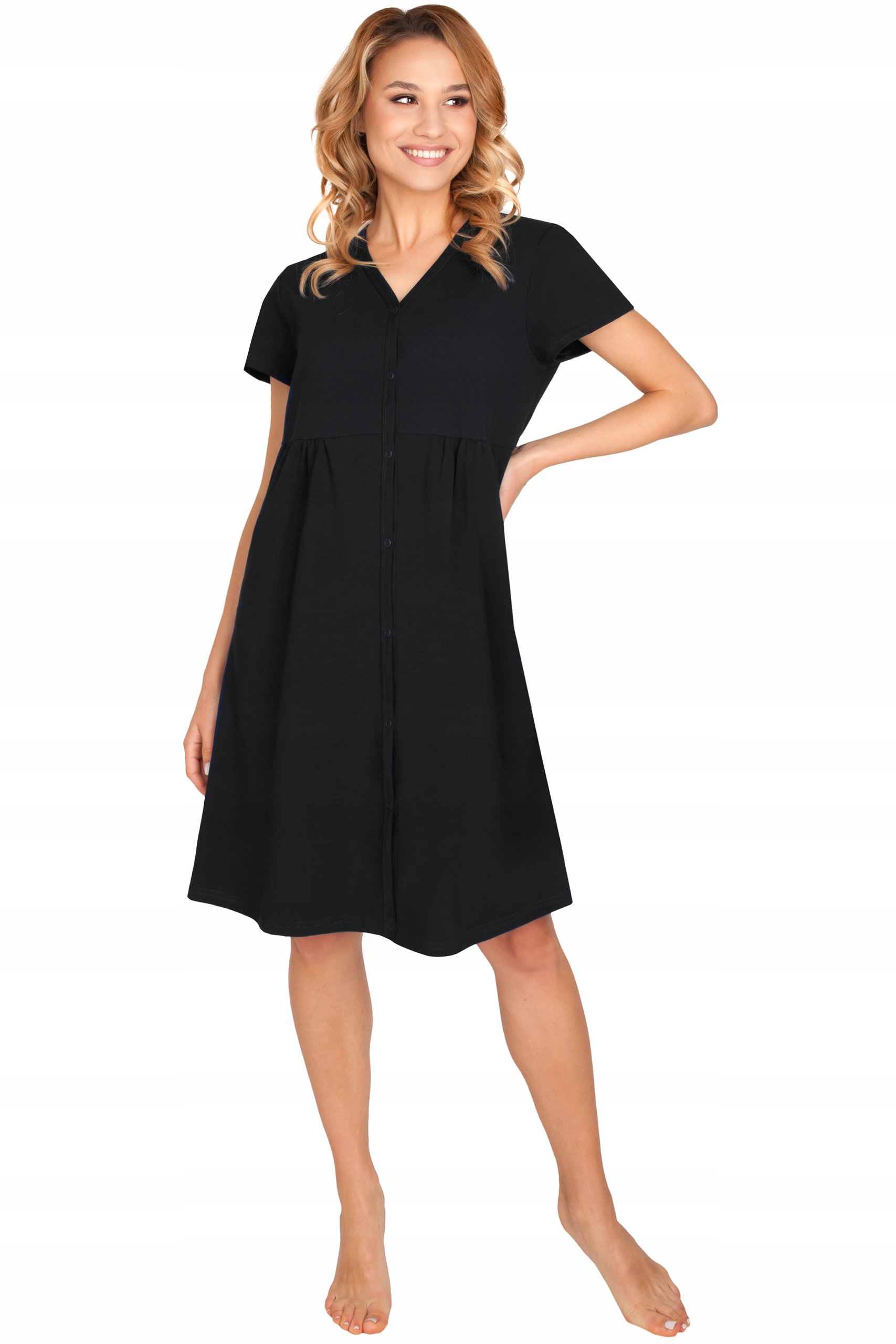 ROZPINANA KOSZULA DO KARMIENIA PORODU SZPITALA CIĄŻOWA BAWEŁNIANA CZARNA L Rozmiar L