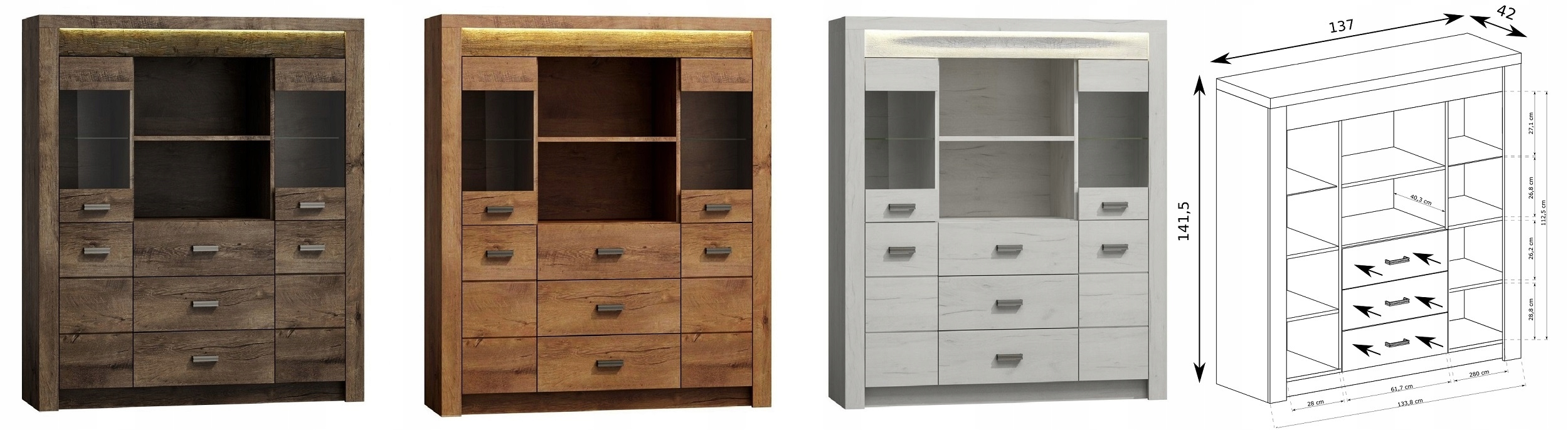 kredens witryna komoda wysoka szeroka Indiana 22 Marka Jarstol