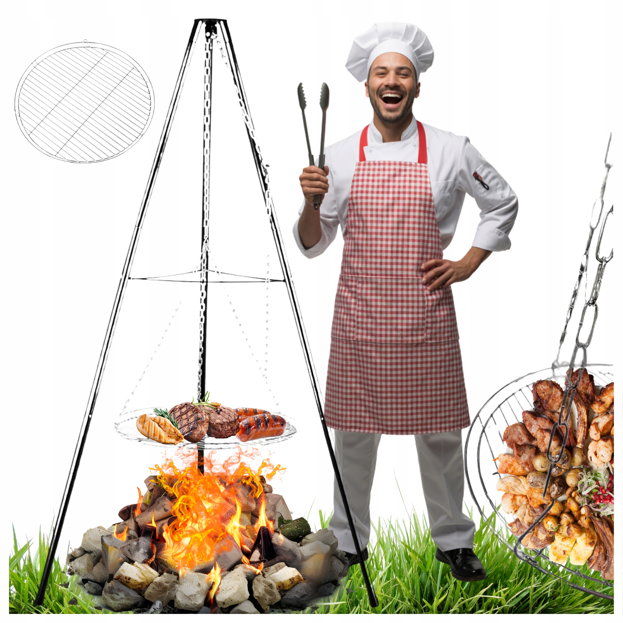 Trójnóg Z Rusztem Grill Ogrodowy Do Palenisk 60cm Roma Milano 150cm Ogniska