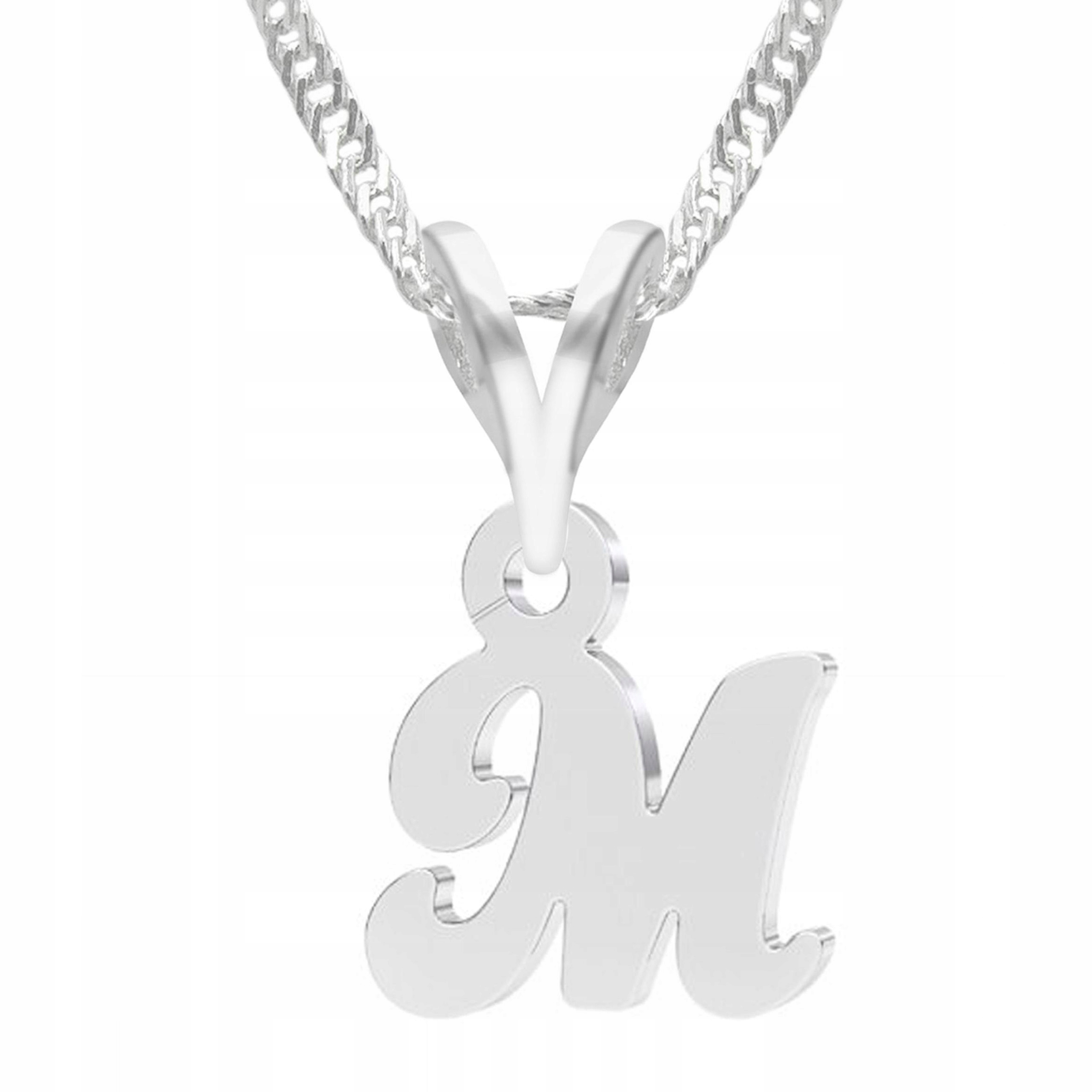 Stříbrný náhrdelník s písmenkem Iniciál Písmeno Iniciál Letter M Stříbro 925