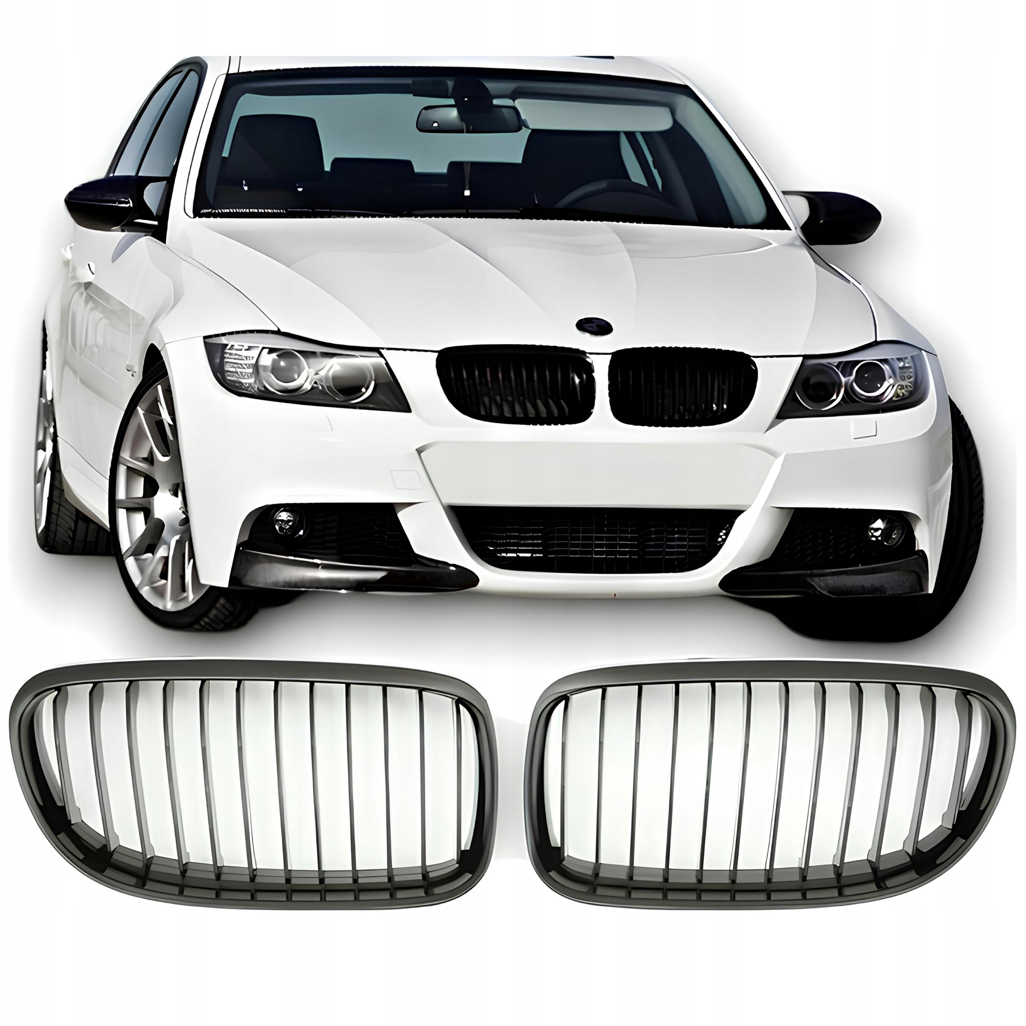 Atrapa Ledvinového grilu Bmw E90 Černý Lesk 1 Žebro (2008–2011) LCI 3 Series