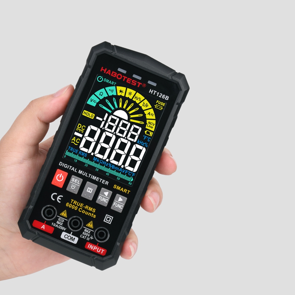 CYFROWY MULTIMETR UNIWERSALNY CZYTELNY EKRAN NCV RMS LIVE TEST LATARKA LED Waga produktu z opakowaniem jednostkowym 0.41 kg