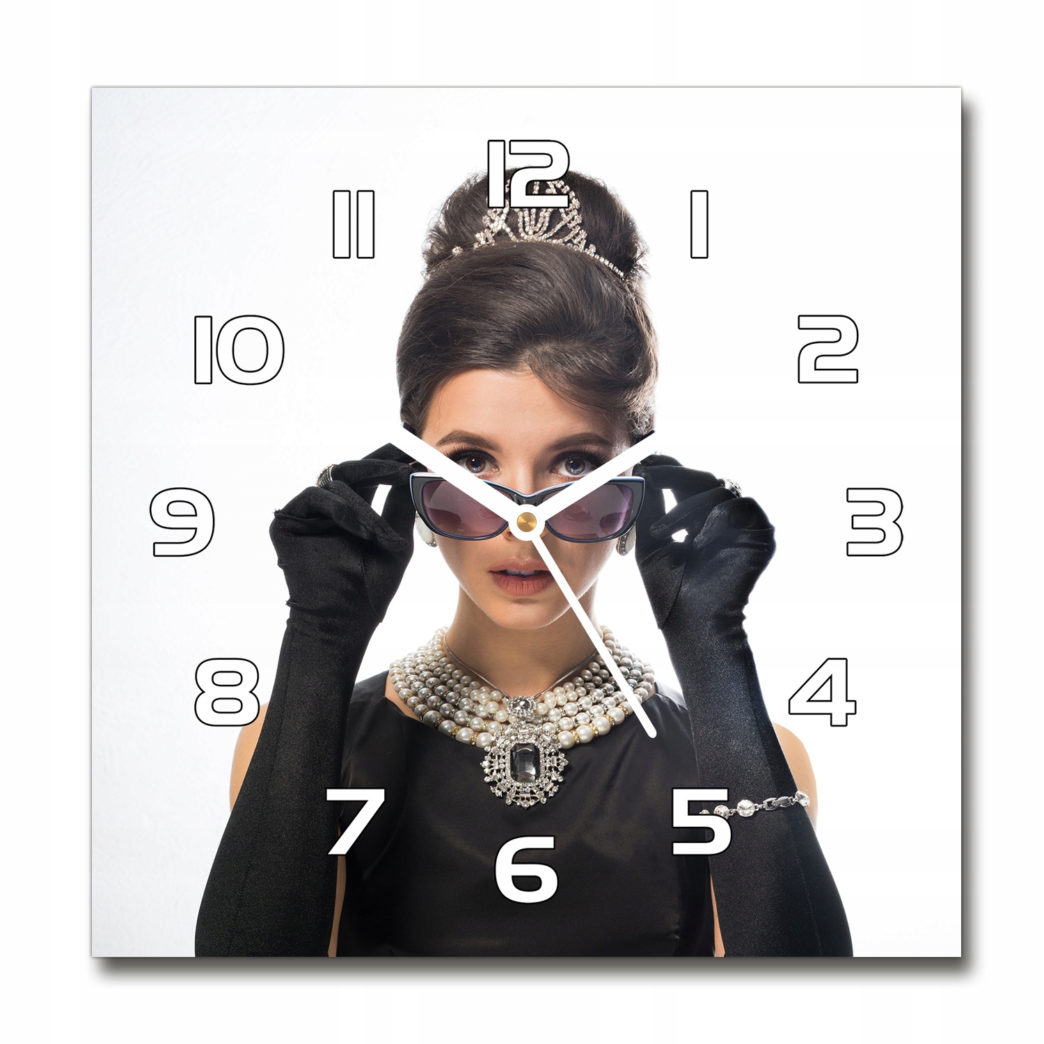 

Zegar szklany kwadratowy Kobieta w okularach 30x30