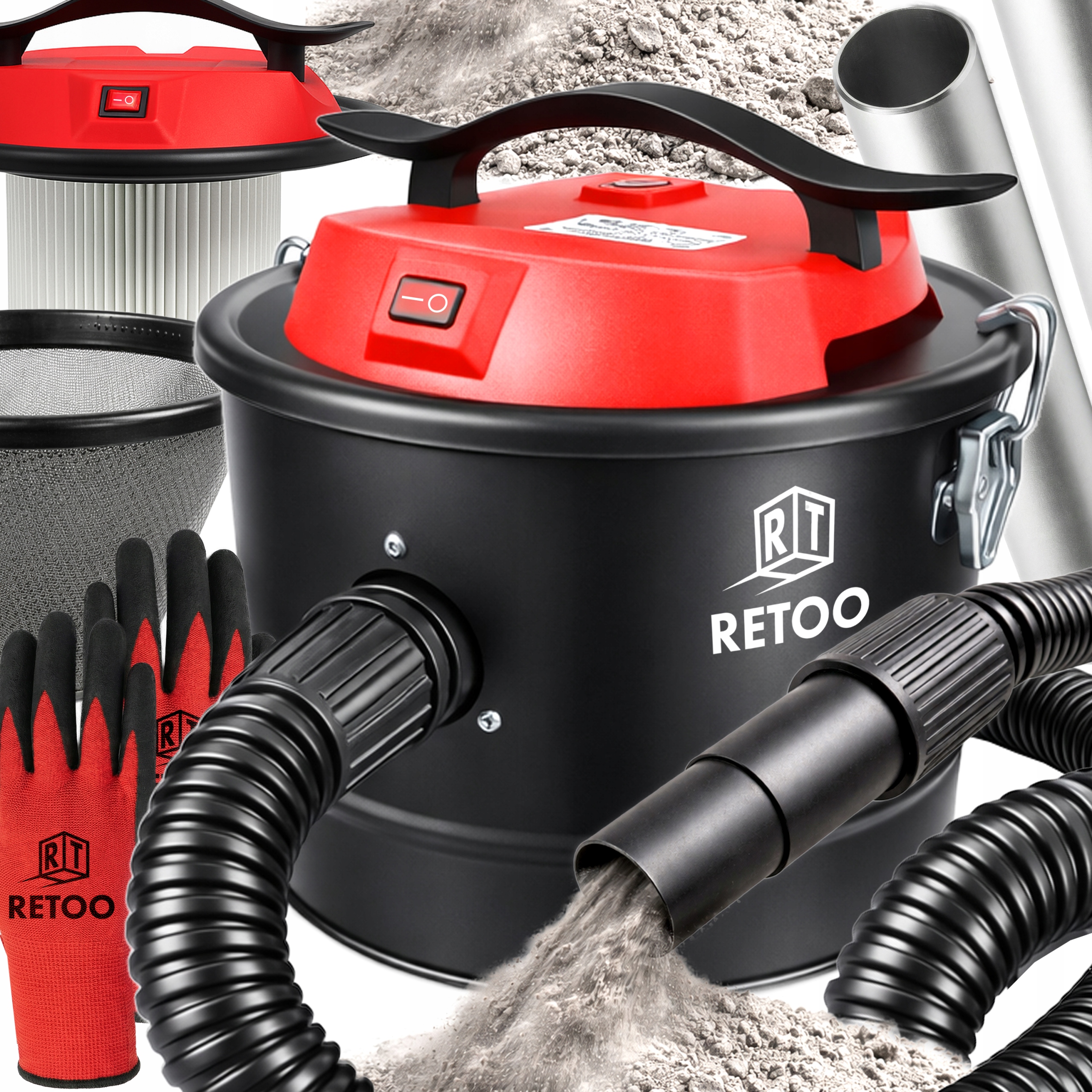 Odkurzacz Do Kominka Popiołu Przemysłowy Separator 10L Filtr Rękawiczki