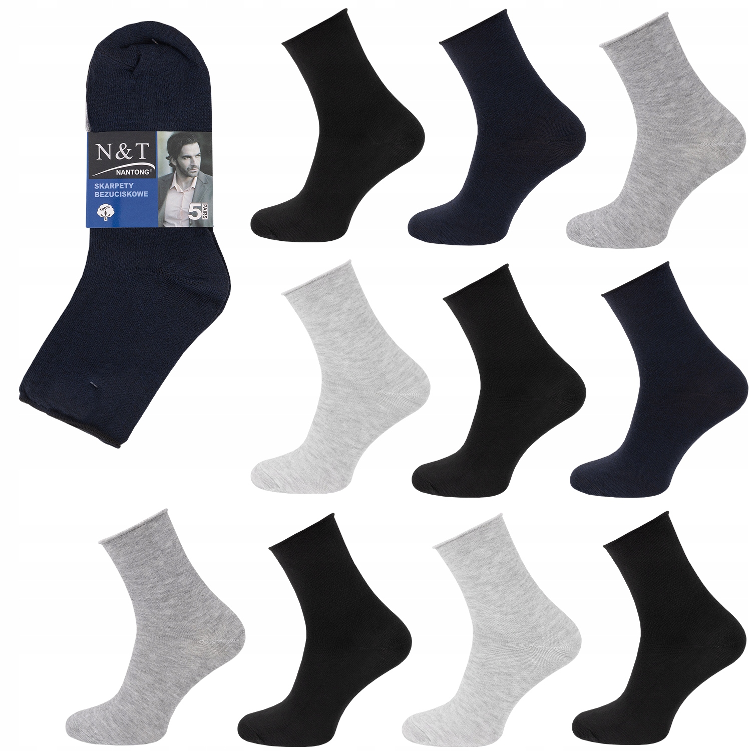 

10 Par Skarpety Bezuciskowe Bawełna MIX 40-43