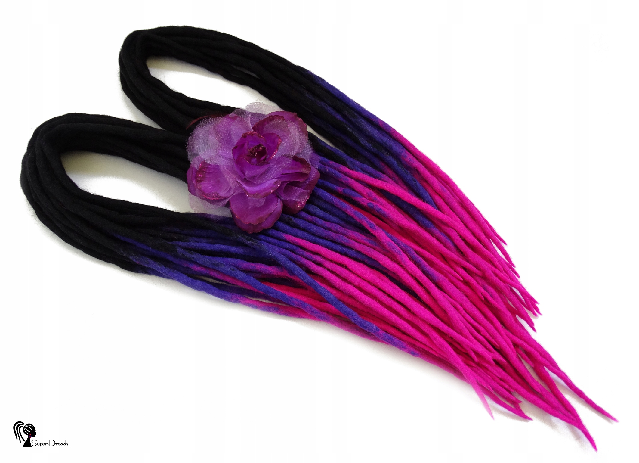 Vlněné pastelky Dredy, černá fialová růžová, Polární Záře, 10 kusů