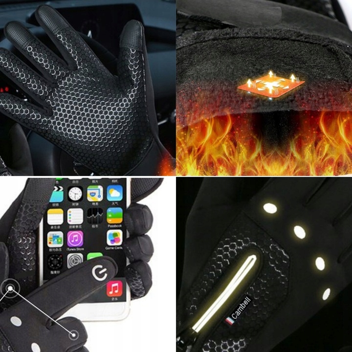 DOTYKOWE RĘKAWICZKI SPORTOWE WODOODPORNE RĘKAWICE ROWEROWE ZIMOWE + GRATIS Rozmiar M