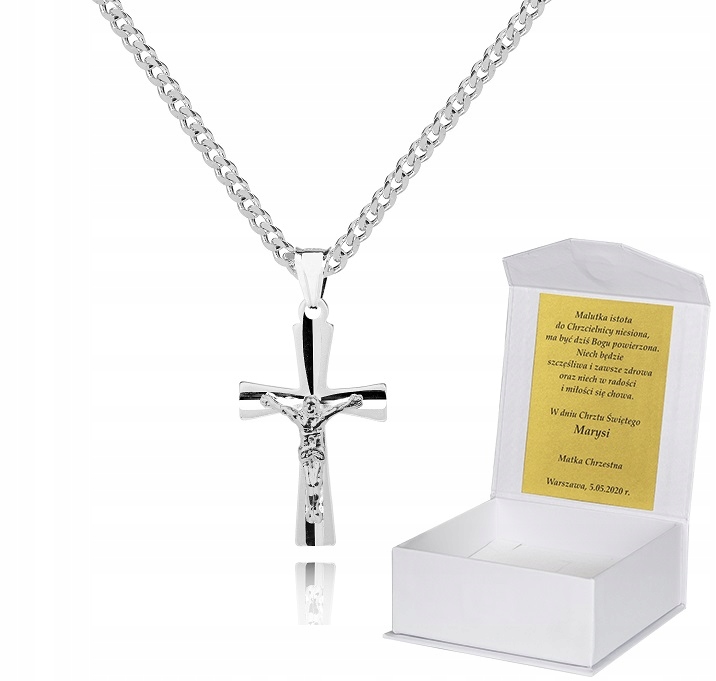 925 Stříbrný řetízek s křížkem Dedikace 50 cm LK43